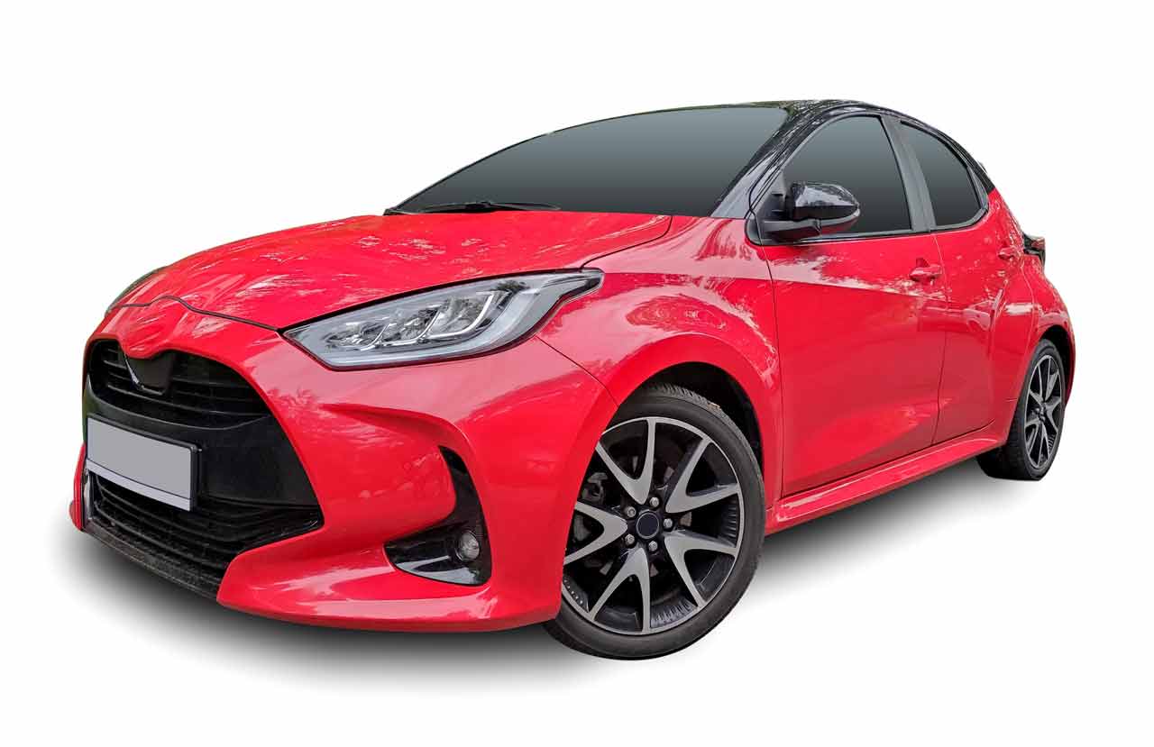A sporty red car