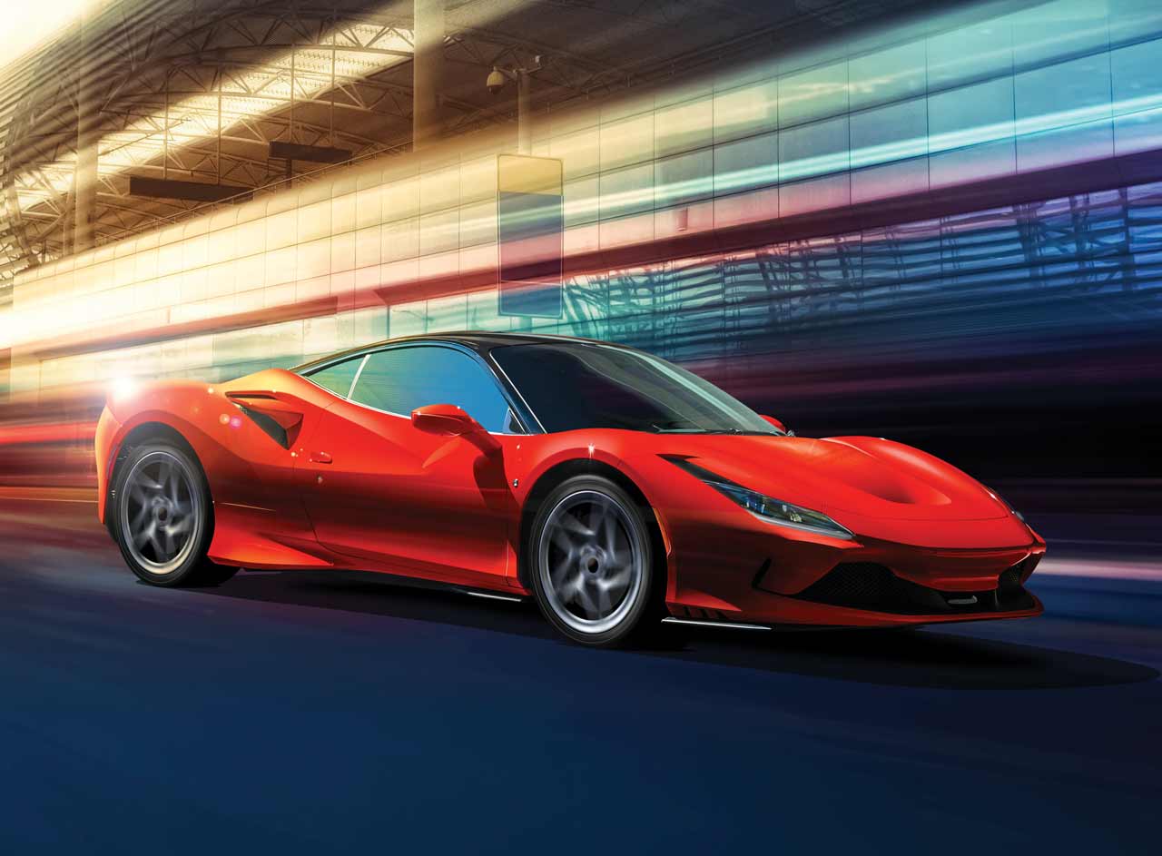 A red Ferarri with Llumar Valor PPF Technology